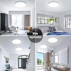 SunRider 2-Pack LED Flush Mount Ceiling Light Fixture, 6000K Cool White, 2400LM, 12 Inch 24W 240W Equiv. Round Flat Ceiling Lights, Non-Dimmable