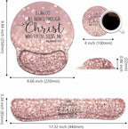 Keyboard Wrist Rest + Mouse Pad Wrist Support Set with Coasters, Non-Slip PU Base Ergonomic Mousepad for Home Office Working Studying Easy Typing & Pain Relief, Bible Verse Philippians 4-13