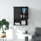 Black Bathroom Wall Cabinet 23x29 inch Wooden Bathroom Medicine Cabinet with 2 Doors and Adjustable Shelf, Wall Mounted Cabinet Over Toilet Storage Cabinet | 2 Doors, Adjustable Shelf, Wall Mounted, Over Toilet Storage