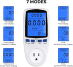 LED Watt Power Meter Plug, Home Electricity Usage Monitor with Powe Energy Voltage Cost for Monitor High Cost Appliance, Socket Power Meter with Reset Button