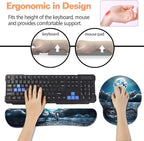 Keyboard Wrist Rest + Mouse Pad Wrist Support Set with Coasters, Non-Slip PU Base Ergonomic Mousepad for Home Office Working Studying Easy Typing & Pain Relief, Dolphin