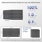 BSHEAD 6 Pack 2-Layer Fold Soundproof Wall Panels, 24 x 12 x 0.43 in Large Sound Proof Foam Panels for Walls, 0.9lb/ft³ High Density, 3D Acoustic Panels,Artistic Noise Dampening Panels Black&White