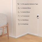 YCLYC 110in Cord Covers for Wires on Wall Kit, Large Cord Hider Wall Kit, Wire Covers for 3-4 Cords on Wall, White TV Cable Hider Cable Raceway, Simple Setup Wire Hider, W1.2 X H0.6in