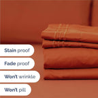 Split King Size 5 Piece Sheet Set - Comfy Breathable & Cooling Bed Sheets Set - Hotel Luxury Bedding for Women, Men, Kids, Teens, Boys & Girls - Deep Pockets and Wrinkle Free - Oeko-Tex - Terracotta