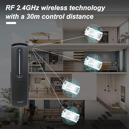 2.4GHz RF CCT LED Strip Controller Remote Kit, Wireless Remote & Tuya Controller Dimmer with Group Control Adjust Brightness/Color Touch Slide for PWM 6Pin COB LED Strip Light DC5V DC12V DC24V