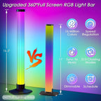 360° Smart Light Bar, Crystal Ambient Mood Light with 16 Million Colors, 213 Preset & 8 Scene Modes, Music Sync, Sound Active, 3 Modes Control RGB & IC Colorful Backlight for TV/Monitor/Gaming/Room