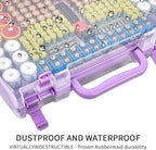 Aptbyte Battery Organizer Storage Holder Box Case with Tester- 269 Batteries Double-Sided Variety Pack, Holds AA AAA 4A C D Cell 9V 3V Lithium LR44 CR2 CR123 CR1632 18650 Button- Purple (Box Only)