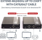 SIIG 4K HDMI Extender Balun Over CAT6/7 - Up to 230ft (70m), 4K@60Hz, Loopout, HDCP 2.2, Near Zero Latency, EDID Learning, ARC & Audio Extractor, Two-Way IR, ESD Protection (CE-H26L11-S1)