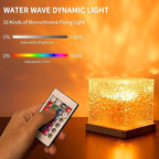 Growalleter Ocean Wave Projector Light, 16-Color LED Cube Lamp & Remote, 3D Holographic Water Ripple, Romantic Ambient Lighting for Kids Room, Meditation, Relaxation, Bathroom, Night Light (Plug-in)