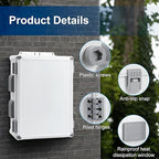 Namunanee Outdoor Electrical Junction Box, ABS Water Resistant Enclosure with Internal Mounting Panel & Hinged Cover (15" H x 11" L x 6" W)