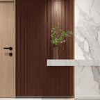 Art3d Slat Wood Wall Paneling for Interior and Ceiling Decoration - Pack of 4pcs + 1pc End-Trim, Size 108 x 5.7in.- Walnut