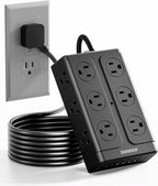 Zoxwzop Surge Protector Power Strip - 12 Outlets(1850W/15A) 6 USB Ports（2 USB C, 6FT Flat Plug Extension Cord, Wall Mount Multi Plug Outlet Extender, ETL Listed for Home, Dorm Room