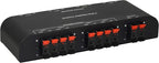 Xtrempro 61050 2 to 4 Way Speaker Switch, 1 in 2 Out to 1 in 4 Out Way Pair Stereo Speaker Selector W/Terminal Clamps Metal Non-Slip Box - Black (1 x 4 Way)