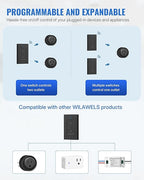 Black Remote Control Outlet Plug, WILAWELS Wireless Light Switch, On Off Remote Switch Outlet for Lights, Lamps, Home Appliance, 100ft RF Range, FCC Listed (1 Controller + 2 Outlets) H05RC1206