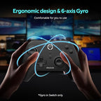 C6 Wireless PC Controller, Bluetooth Game Controller- 1000Hz Polling Rate- Hall Effect Joystick for Windows PC, Nintendo Switch, Switch 2, Steam Deck, Android TV/Mobile, iOS, MAC &Tesla Vibration Turbo