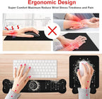 Wrist Rest Support Ergonomic Gel Mouse Pad and Memory Foam Keyboard Set, Non-Slip Rubber PU Base for Home Office Working Studying Easy Typing & Pain Relief, Celestial Theme Sun with Crescent Moon