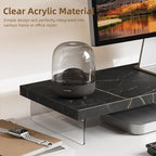Dual Monitor Stand Riser, 40" Large Computer Monitor Stands for 2 Monitors, Wooden Desktop Organizer Shelf for Office Desk Computer, Laptop, TV, Monitor, Printer