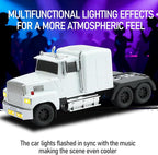 WSTER American Truck Bluetooth Speaker with HD Sound, TWS Pairing, LED Party Light, Operation Panel, Built-in Mic, Portable Car Model Speaker for Parties, Beach, Outdoor Activities (White)