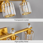 FDPBY Bathroom Vanity Lights 4-Light Gold Modern Crystal Vanity Light Fixtures Over Mirror Crystal Bathroom Vanity Lighting Fixtures