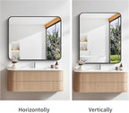 FORBATH Bathroom Mirror 30" x 36", Rectangle Black Bathroom Mirror with Black Aluminum Frame Rounded Corner, Wall Mounted Mirror for Bedroom Entryway Living Room