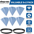 Shop-Vac 90107 Paper Disc Filter Reusable for Most Shop-Vac Wet/Dry Vacuum Cleaners 5 Gallon and Above, Replacement Parts #9010700, 9013700, 6 Pack