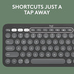 Logitech Pebble Keys 2 K380s, Multi-Device Bluetooth Wireless Keyboard with Customizable Shortcuts, Slim and Portable, Easy-Switch for Windows, macOS, iPadOS, Android, Chrome OS - Tonal Graphite