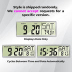 SCOAGE Digital Large Display Silent Wall Clock with Temperature Date Mountain Flowers Modern Non-ticking Battery Operated Mount Clocks Bathroom Kitchen Clock Farmhouse Living Room Office Decor 12 Inch