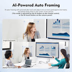 TOALLIN 4K Conference Room Webcam with Mic and Speaker, Ai Auto-Framing & Voice-Tracking, USB Video Bar, All-in-One Video Conference Camera for Online Meetings, Video Calls