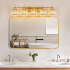 FDPBY Vanity Lights 5-Light Modern Crystal Vanity Light Gold Bathroom Light Fixtures Over Mirror Crystal Bathroom Vanity Lighting Fixtures