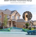 eMACROS Solar Wireless Driveway Alarm — 1/2 Mile Long Range Motion Sensor for Long Driveways, Homes & Large Properties, Outdoor Weatherproof Security Alert System (1 Base Station with 4 Sensors)
