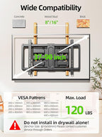 USX MOUNT Ultra Slim TV Wall Mount for Most 37-90 inch Television, Full Motion TV Mount Dual Swivel Articulating Tilt 6 Arms, Up to 120lbs, VESA 600x400mm, Max 16" Wood Studs, XML612-K