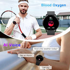 Smart Watch for Men Women Fitness: Make Answer Call Running Digital Mens Watches Waterproof Smartwatch Android Phone iPhone Samsung Compatible Step Pedometer Tracker Heart Rate Sleep SpO2 Monitor