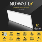 NUWATT 2 Pack 1x4 FT LED Surface Mount Panel 120-277V Universal Voltage, 3CCT 3000K/4000K/5000K Selectable, 4000LM, 40W, Internal Driver, 0-10V Dimmable, 12x48 Inch Flush Mount Ceiling Light, 1" Thick