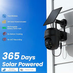 Cinnado 2K Cameras for Home Security-2.4G WiFi Outdoor Camera Wireless Solar/Battery Powered, 360° Viewing, Human Detection, Color Night Vision, Cloud/SD Storage B6 (B6-Black-1pack-2.4G)