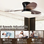 Glowall Small Ceiling Fan with Lights and Remote, 32" Flush Mount, Small Quiet, DC Motor, Reversible Blades, 6 Wind Speeds, Dimmable LED, Adjustable Color Temperature, Timer