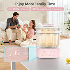 Bottle Sterilizer and Dryer, All-in-One Electric Steam Sterilizer Bottle Sanitizer for Baby Bottles, Pump Parts Accessories Newborn Essential Bottle Warmer for Breastmilk & Thaw (Pink)