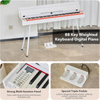 KUMENG Digital Piano 88 Key Weighted Keyboard,Full-Size Desk Progressive Hammer-Action Electric Piano For Beginners, With Sheet Music Stand, Pedal,Power Adapter, Headphone Mode, Usb-Midi