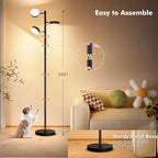 Benaep Tree Floor Lamp for Living Room - Modern Black Standing Lamp, LED Floor Light with Remote & Touch, 3000K-6000K Dimmable for Bedroom Office Reading (3 Head)