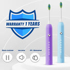 7AM2M Rechargeable Sonic Electric Toothbrush 2 Pack, Soft Toothbrushes for Adults and Kids with 12 Brush Heads, IPX7 One Charge Use for 90 Days, 5 Modes with 2 Minutes Build in Smart Timer