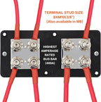 AMOMD 400A Bus Bar 8 M10 (3/8 inch) Terminal Studs Modular Design Tin Plated Copper Distribution Block Positive Pole Electrical Buss Bars 12-48 V DC with Cover for Trailer Marine Boat Car RV