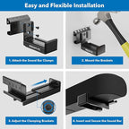 Mount-It! No Stud Sound Bar Wall Mount, Studless Soundbar Mounting Brackets for Drywall, Adjustable Depth Works with All Soundbars up to 6.1 inch Depth