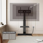 FITUEYES Floor TV Stand for 32-75 inch TV with Power Outlet, Tall TV Stand for Bedroom Living Room with Tempered Glass Base, Floor TV Mount Holds Up to 88lbs MAX VESA 600x400mm,Black