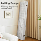 ALeesing 6 Panel Pegboard Room Divider, 5.6Ft Pegboard Display Folding Privacy Screens, Wood Room Divider Peg Board Display Freestanding for Trade Show Craft Show Home Wall Organizer, Retro White