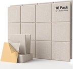 18 Pack Soundproof Wall Panels Self-Adhesive, Square Sound Proof Foam Panels for Wall, High Density Acoustic Panels, Acoustic Panels for Home Office, Reccording Studio 12" X 12" X 0.4" Beige