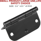 48 Pack Rounded Matte Black Door Hinges 3.5 Inch 5/8" Radius for Interior 3 1/2" Flat Iron Bifold Residential Standard Bedroom Indoor for Doors 3 ½"Hardware House Home Decor Essentials Accessories
