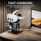 Bioherm Charging Dock Compatible with Meta Quest 2/ Quest 3/Quest 3S/Quest Pro，RGB Charging Vertical Stand，Accessories with Brightness Adjustment and 14 Light Effects Adjustment, Type-C Charging Port