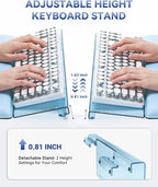 Laborio Computer Keyboard Stand for Desktop, Ergonomic Keyboard Wrist Rest 2-Level Height Adjustment, Non-Slip Key Board Riser Pad for Office, Gaming, and Home Desks