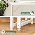 Huuger Computer Desk, 70 Inch Office Desk, Gaming Desk with Storage, Writing Desk Work Desk for Home Office, Study, Long Simple Desk, Large Legroom, Metal Frame, White