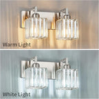 FDPBY Modern Bathroom Vanity Light 2-Lights Brushed Nickel Vanity Light Crystal Wall Light Bathroom Light Fixtures