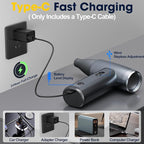 Metal Electric Compressed Air Duster, 300000RPM Brushless Motor with Stepless Speed, Rechargeable Cordless Mini Blower for Computer Keyboard Cleaning, Car Detailing, House and Outdoor Use(Grey)